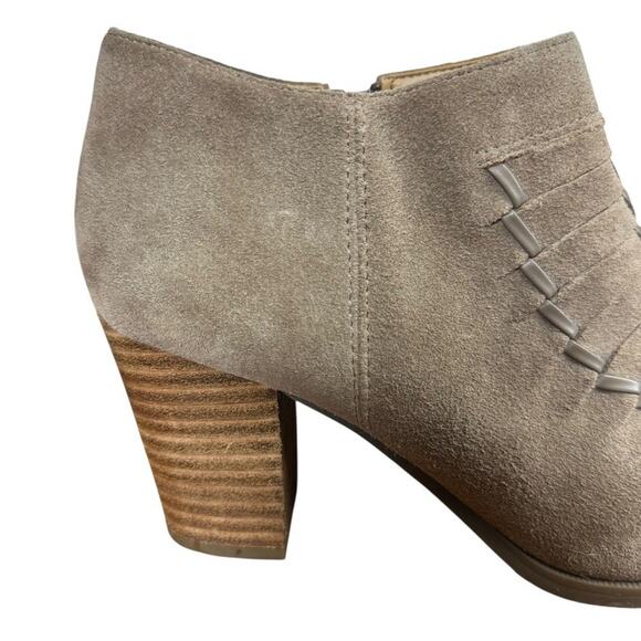 Franco Sarto Destiny Leather Suede Woven Chunky High Heels Shoes Booties sz 9.5 - Picture 12 of 16